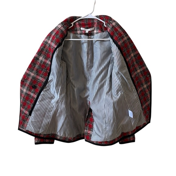 VERONICA BEARD Harriet Plaid Cutaway Tweed Dickey Blazer Red Sz 2 - Picture 4 of 10